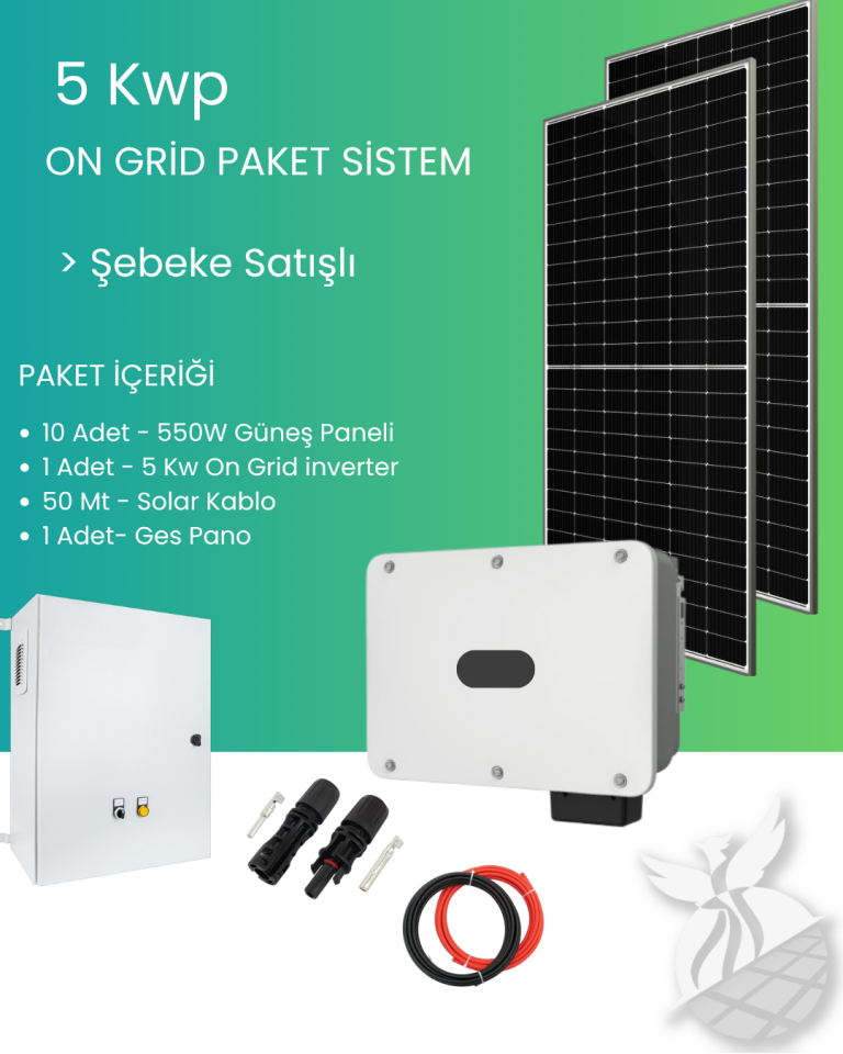 5 kWp On-Grid Güneş Enerji Santrali (Şebeke Satışlı Sistem)